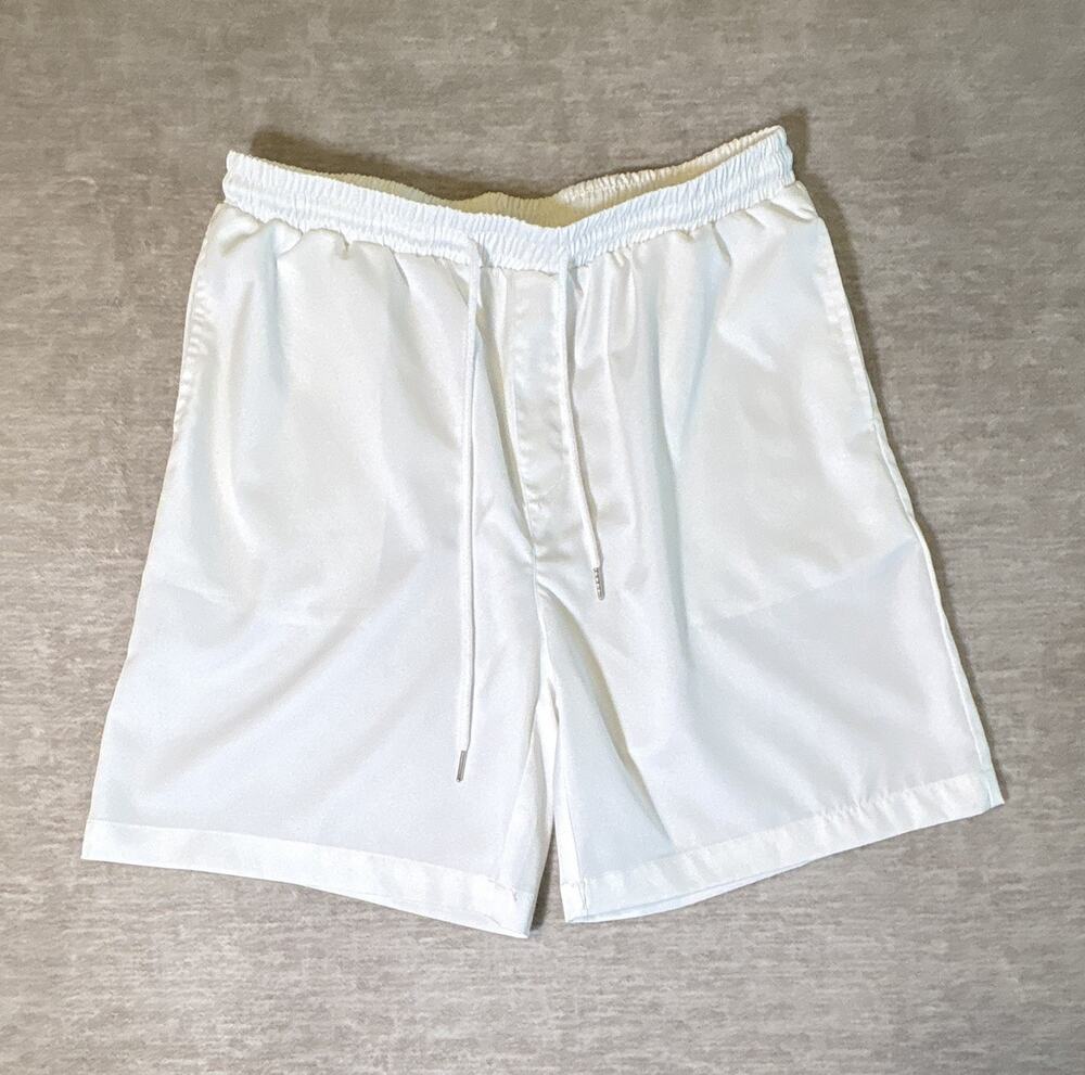 COOFANDY Men’s White Solid Shorts Drawstring Elastic Waist Pockets